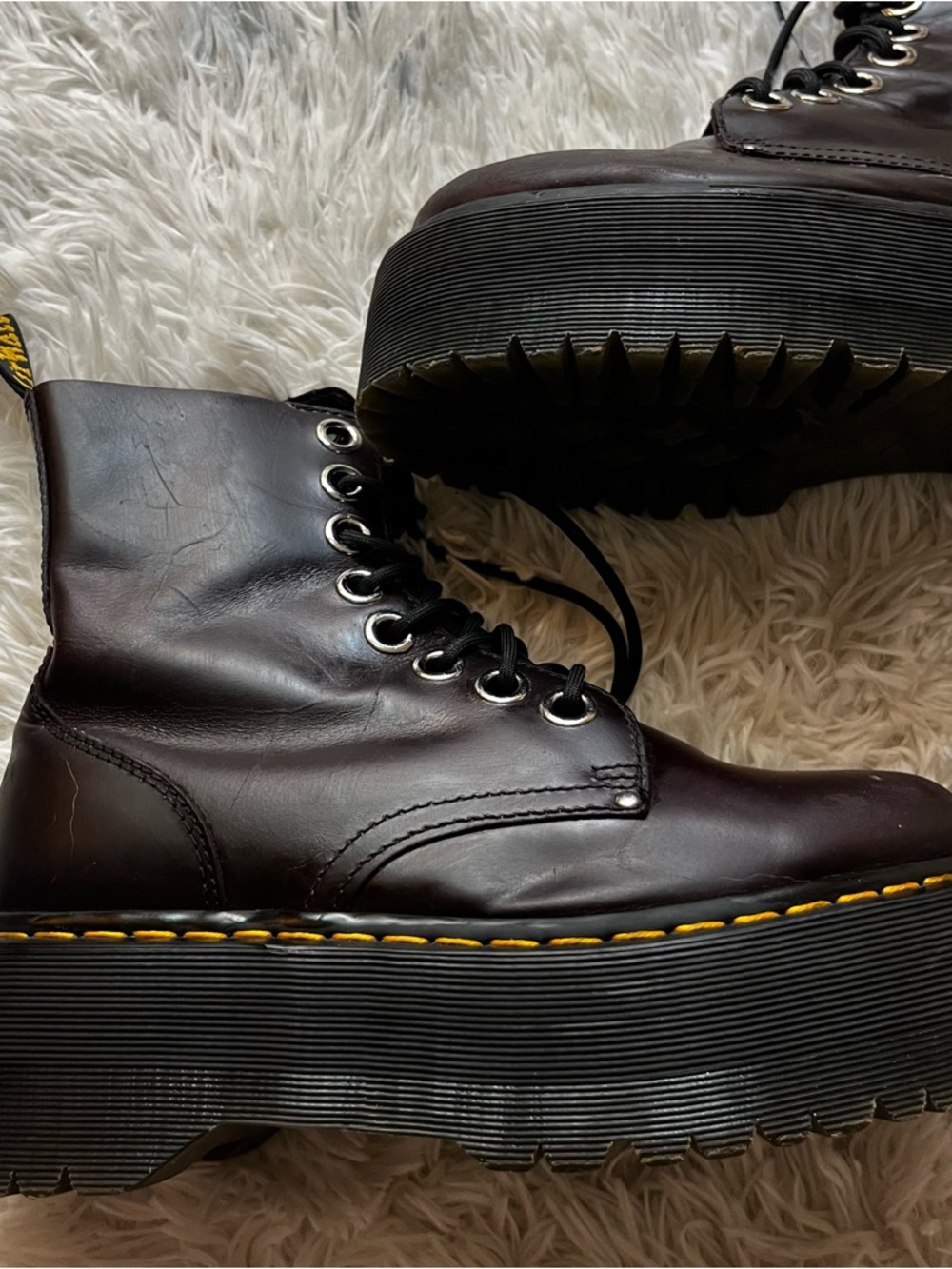 Dr. Marten Jadon Max Leather Platform Boots in Oxblood Atlas - Picture 6 of 15